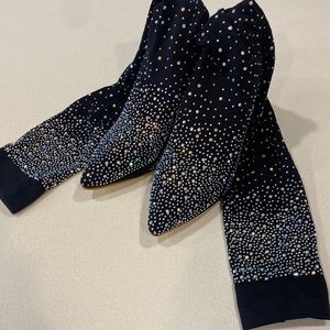 Sparkly rhinestone stocking thigh high boots